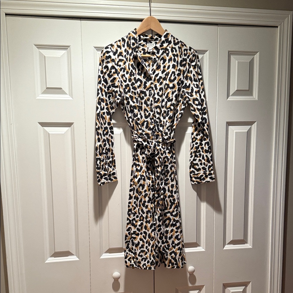 J.crew Leopard Print Belted Shirtdress - new with tags